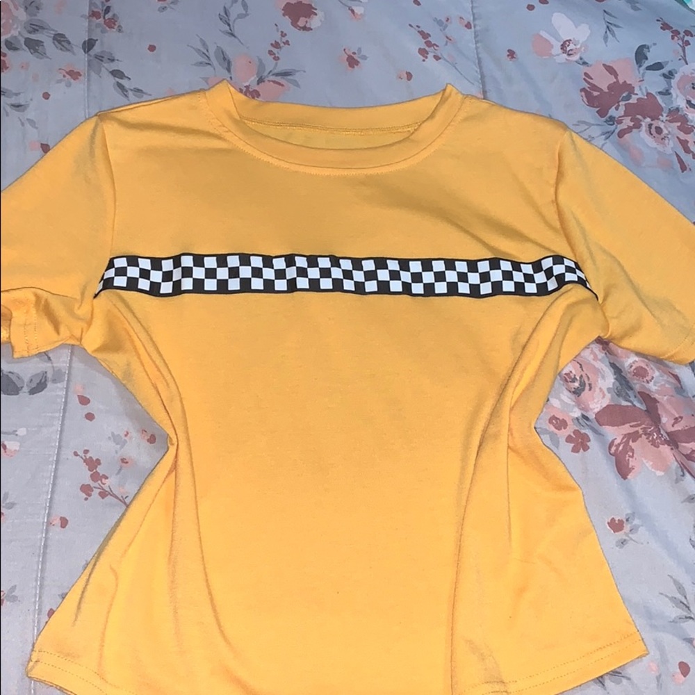 -Yellow Checkered T-Shirt